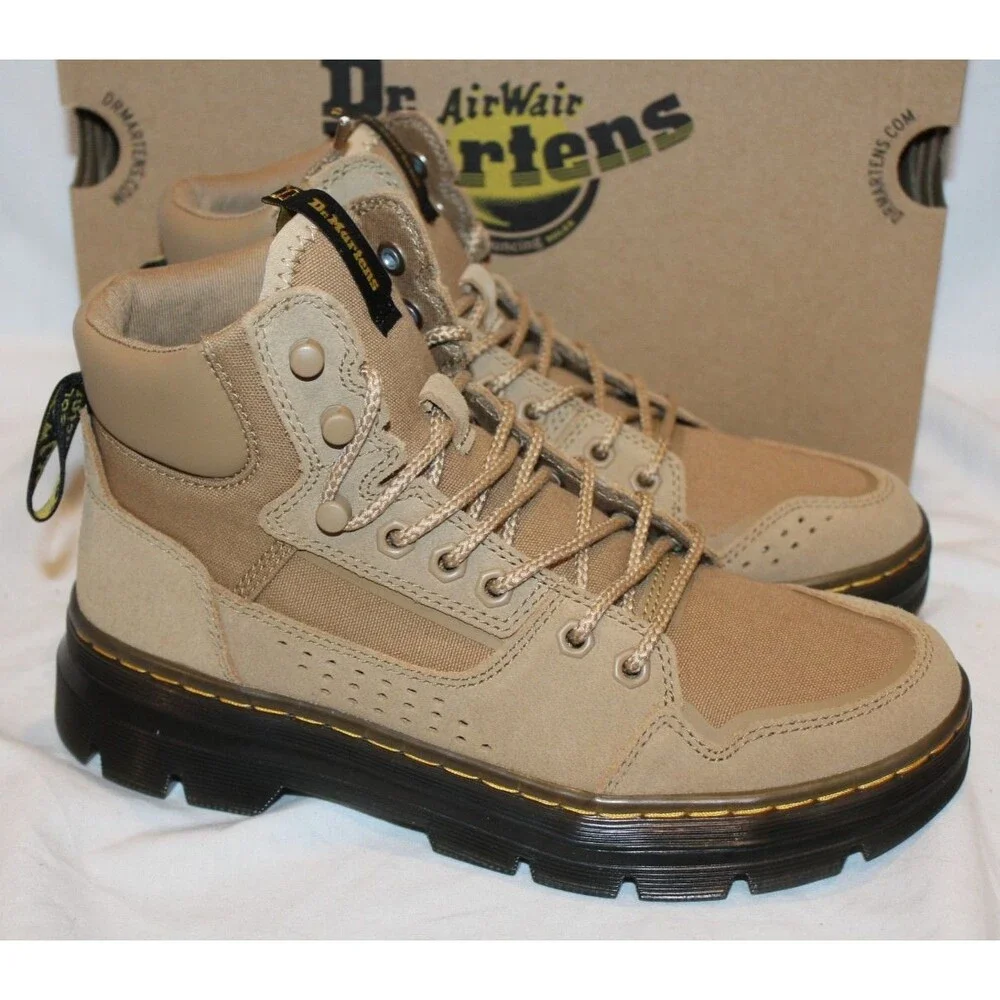 Dr Martens Rilla Men's Size 14 Lace Up Emboss Poly Combat Boots NIB SAVANNAH TAN